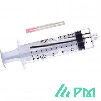 Шприц  одноразовый 50 мл. 3-х компонентный Luer-Lok, игла (1.2*40) 18G, полибэг.